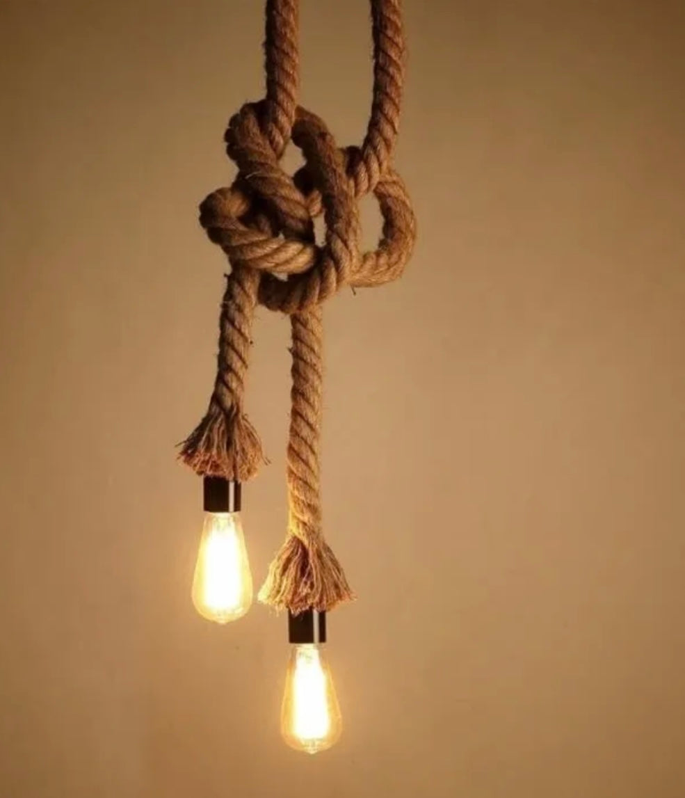 Double Support de lampe avec suspension en corde