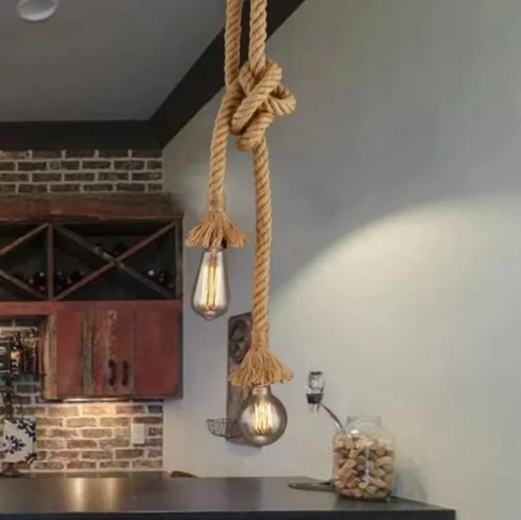 Double Support de lampe avec suspension en corde
