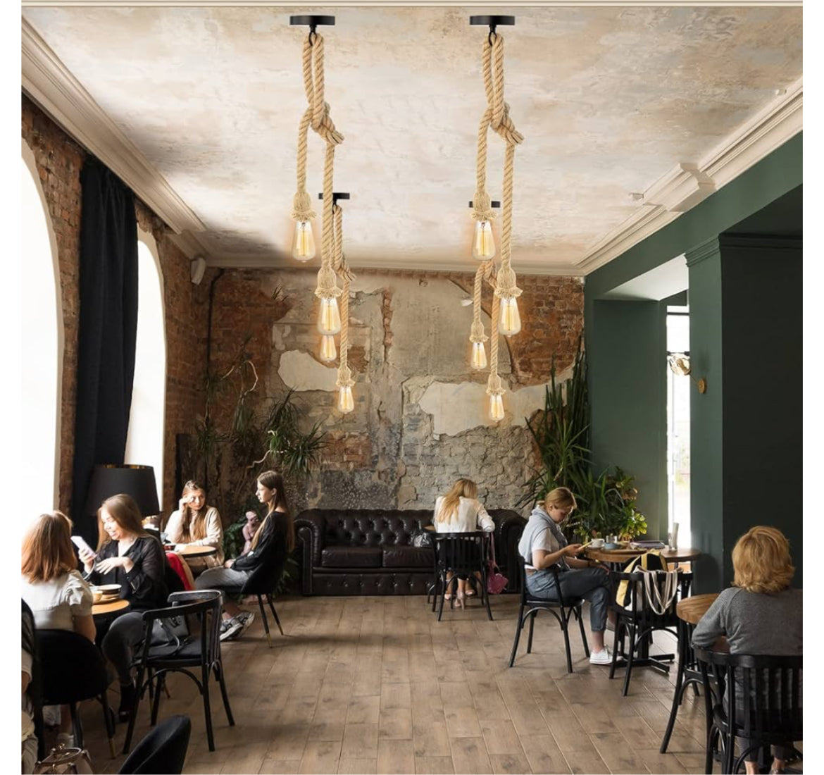 Double Support de lampe avec suspension en corde
