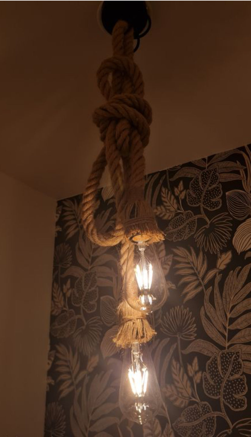 Double Support de lampe avec suspension en corde