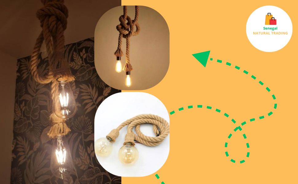 Double Support de lampe avec suspension en corde