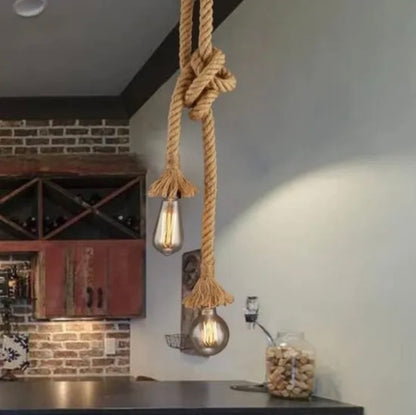 Double Support de lampe avec suspension en corde
