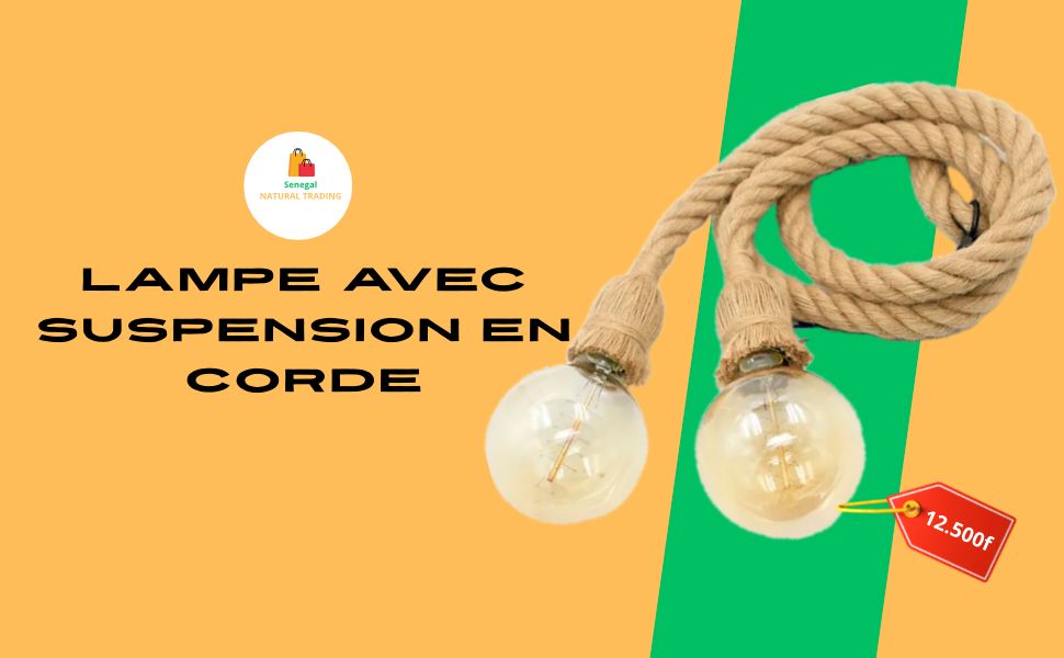 Double Support de lampe avec suspension en corde